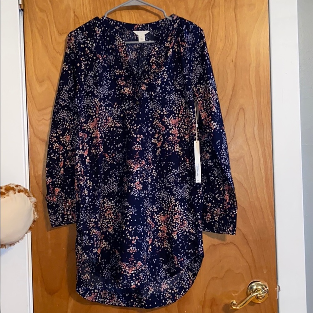 Navy Blue Floral Dress